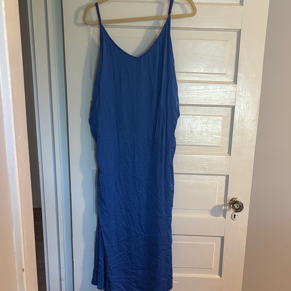 Aerie Vibrant Blue Maxi Dress with Knotted Side Detail